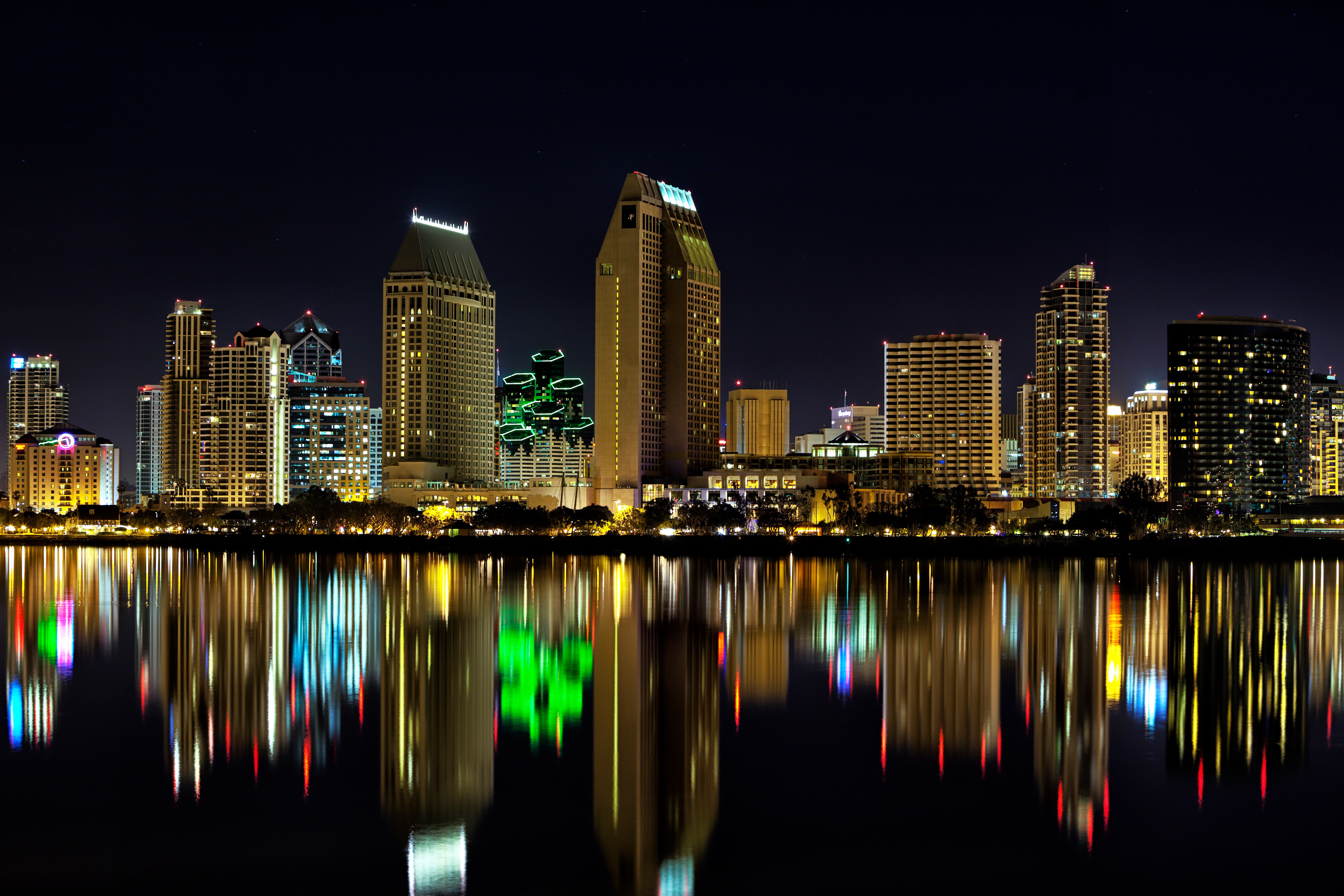 San Diego Skyline Night Harbor